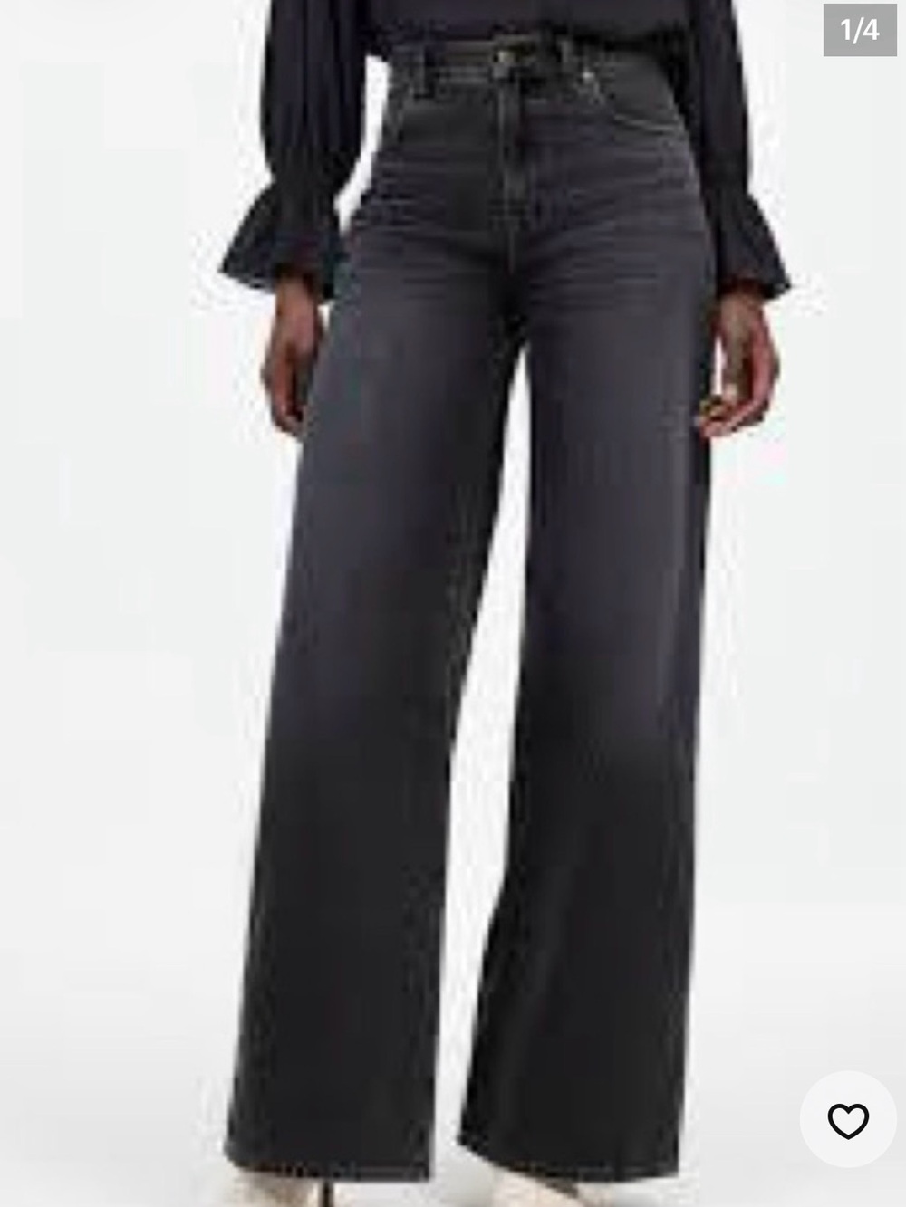 Madewell High-Rise Wide-Leg Jeans in Black Wash-size 30